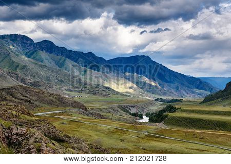 View On Chuya River In Mountains Along Chuysky Trakt. Altai Republic, Russia