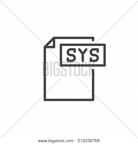 Sys format document line icon, outline vector sign, linear style pictogram isolated on white. File formats symbol, logo illustration. Editable stroke