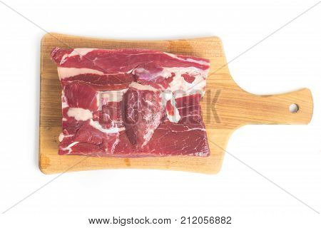 Jerked Beef. Brazilian Carne Seca On A Wooden Board