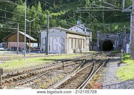 Semmering UNESCO World Heritage railways station in Austria and tunnel