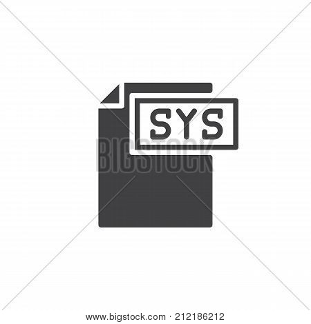 Sys format document icon vector, filled flat sign, solid pictogram isolated on white. File formats symbol, logo illustration.