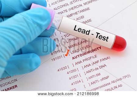 Blood sample with requisition form for lead test