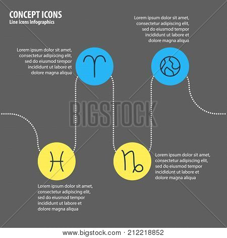 Editable Pack Of Goat, Planet, Fishes And Other Elements.  Vector Illustration Of 4 Astrology Icons.