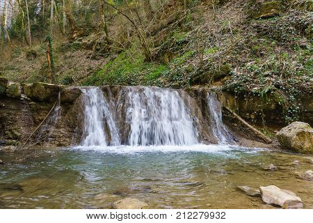The rapids of a mountain river in the vicinity of the town of Goryachiy Klyuch. Russia The Caucasus