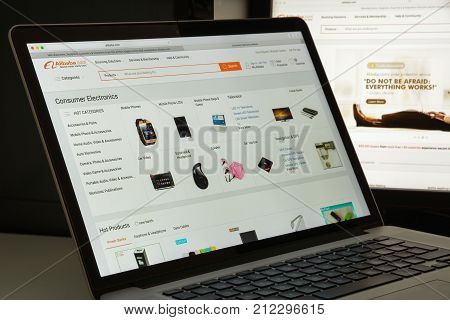 Milan, Italy - August 10, 2017: Alibaba Website Homepage. It Is A Chinese E-commerce Company. Alibab