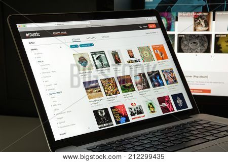 Milan, Italy - August 10, 2017: Emusic Website Homepage. It Is An Online Music And Audiobook Store T