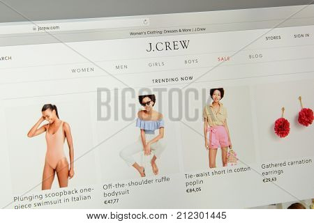Milan, Italy - May 7, 2017: J Crew Brand Website Homepage. It's A Fashion E-commerce Store.