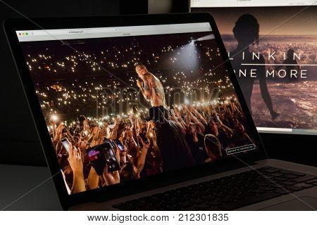 Milan, Italy - August 10, 2017: -linkin Park Website Homepage.  Linkin Park Logo Visible.