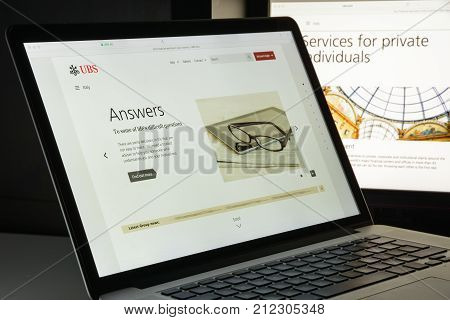 Milan, Italy - August 10, 2017: Ubs Bank Website Homepage. It Is A Swiss Global Financial Services C