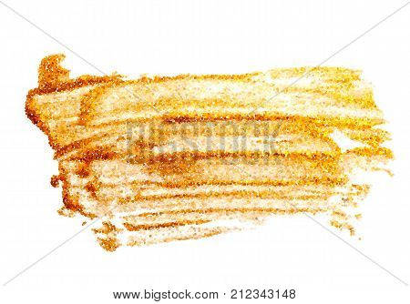 Gold Paint Glittering Textured Art Isolated on White Background.