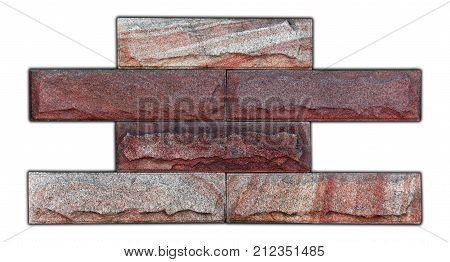 sample of natural building decorative stone on a white background close-up