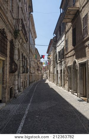 Montefano (Macerata Marches Italy) old buildings in the historic town