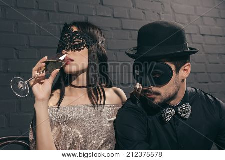Multiethnic Couple At New Year Party
