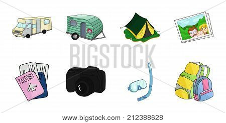 Family holiday icons in set collection for design. Recreation and equipment. vector symbol stock  illustration.