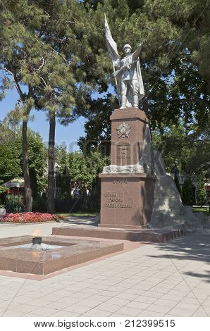 Gelendzhik, Krasnodar region, Russia - July 14, 2015: Monument "Victorious warrior" on the embankment of the city Gelendzhik