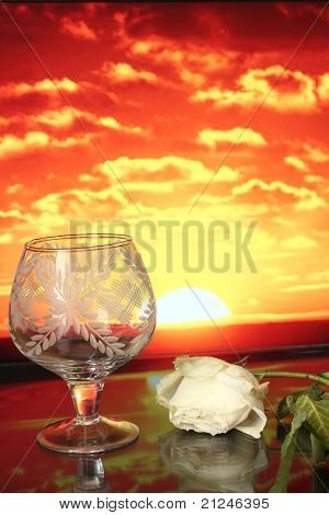 Einen Becher und die Blume
