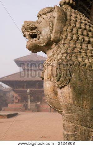 Stone løve på Bhaktapur