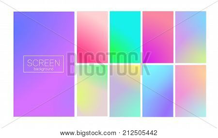 Modern gradient set with vertical abstract backgrounds. Colorful fluid covers for calendar, brochure, invitation, cards. Trendy soft color. Template with modern gradient set for screens and mobile app