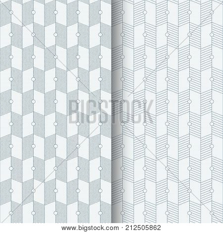 Set of two geometric abstract seamless patterns. Modern stylish texture. Repeating geometric arrow shapes. Contemporary graphic design. Vector background.