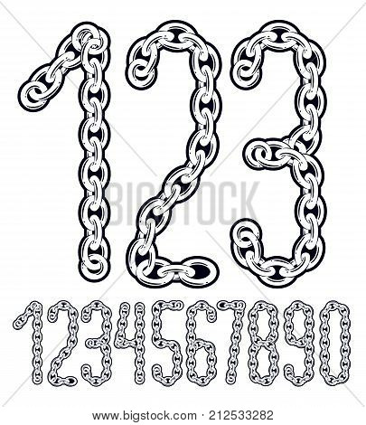Set Of Vector Numbers From 0 To 9. Cool Numerals For Use As Poster Design Elements. Created Using Co