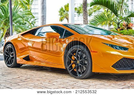 Orange Luxury Sport Car Lamborghini Aventador