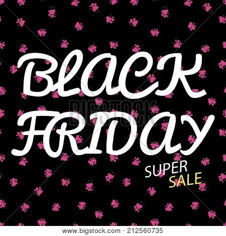 Black friday sale banner template design. Footprints banner. Vector illustration EPS 10.