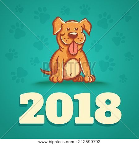Vector illustration of a dog like symbol new year. Dog is 2018 new years symbol.
