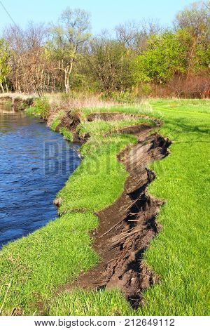 River bank erosion often occurs along meander bends such as this one at Lib Conservation Area in northern Illinois