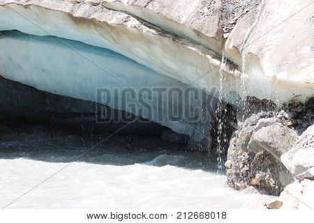 A beautiful white and blue glacier