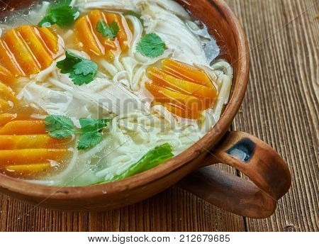 Quickest Homemade Chicken Noodle Soup , close up