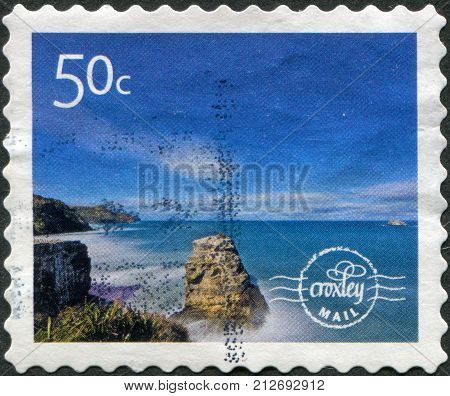 NEW ZEALAND - CIRCA 2009: Postage stamps alternativ Postal Service - Croxley mail printed in New Zealand shows Muriwai Beach on Auckland's west coast by photographer Paul Green circa 2009