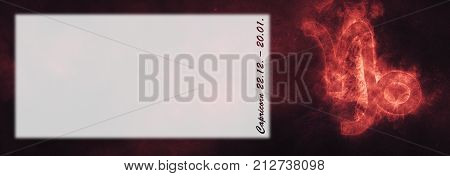 Capricorn Zodiac Sign. Capricorn Horoscope Sign. Template Text Room.