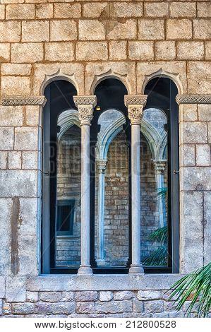 Medieval Gothic Window, La Ribera District Of Barcelona, Catalonia, Spain
