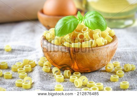 Ditalini Macaroni. Pasta Rings. Tubettini And Thimbles. Anellini.