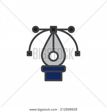 Pen tool filled outline icon, line vector sign, linear colorful pictogram isolated on white. Symbol, logo illustration. Pixel perfect vector graphics