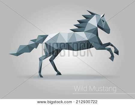 Polygonal horse, low poly isolated animal, triangular polygonal vector. For brochure, flyer, poster, booklet, leaflet, cd cover design, postcard, business card, annual report. vector.