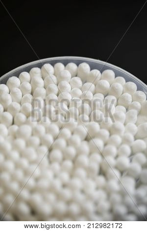Qtips on a black background close up macro shot