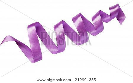 Twisted lilak silk ribbon isolated on white