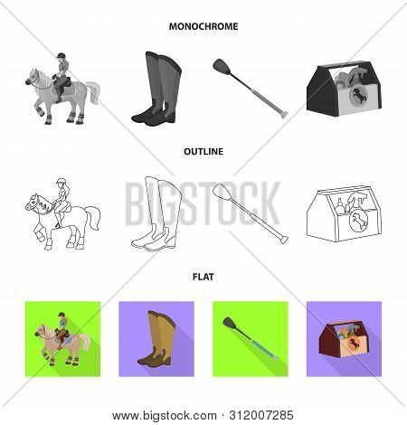 Vector Illustration Of Equipment And Riding Symbol. Set Of Equipment And Competition Stock Vector Il