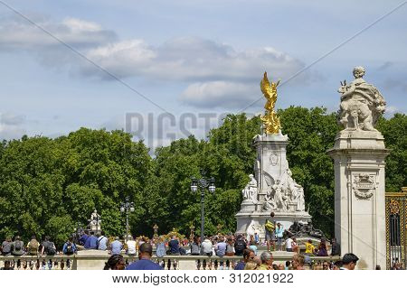 London, United Kingdom, June 2018. The Ceremonial Change Of The Guard Leaves Birdcage Walk. People A