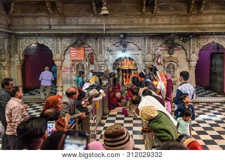 Deshnok, India - February 11, 2019: Inside Of Karni Mata Temple Or Rats Temple In Deshnok. Rajasthan
