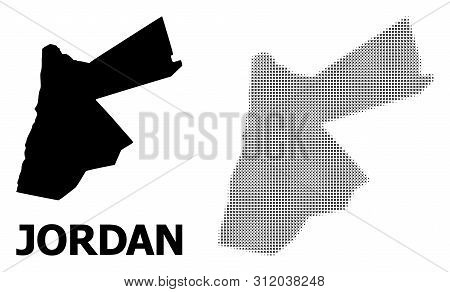Halftone And Solid Map Of Jordan Composition Illustration. Vector Map Of Jordan Composition Of X-cro