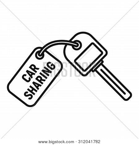 Car Sharing Key Icon. Outline Car Sharing Key Vector Icon For Web Design Isolated On White Backgroun