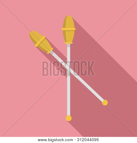 Gymnastics Sticks Icon. Flat Illustration Of Gymnastics Sticks Vector Icon For Web Design