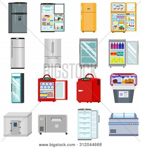 Freezer Icons Set. Flat Set Of Freezer Vector Icons For Web Design