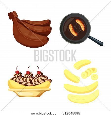 Vector Illustration Of Tropical And Ripe Symbol. Collection Of Tropical And Potassium Stock Symbol F