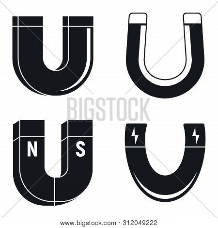 Magnet Force Icons Set. Simple Set Of Magnet Force Vector Icons For Web Design On White Background