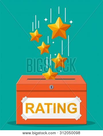 Rating Box. Reviews Five Stars. Testimonials, Rating, Feedback, Survey, Quality And Review. Vector I