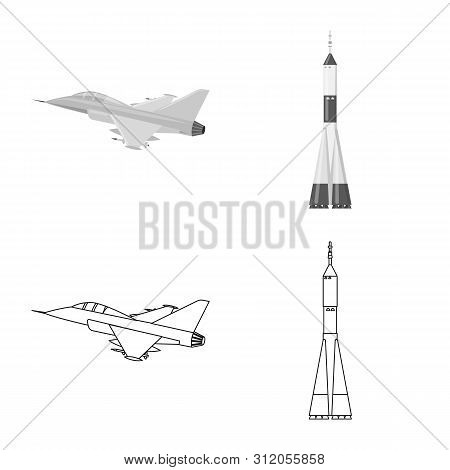 Isolated Object Of Plane And Transport Icon. Set Of Plane And Sky Vector Icon For Stock.