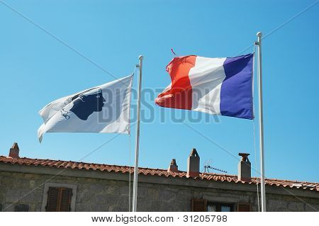 Flags of Corsica and France